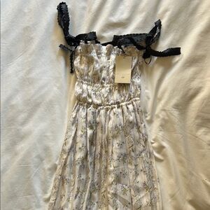 Brock Collection x H&M Floral Woven Tie Strap Midi Dress Sundress XS NWT